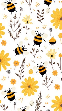  Bee and flower pattern animal insect. 