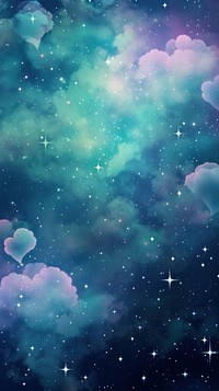  Galaxy wallpaper with heart cloud in the sky astronomy outdoors nebula. AI generated Image by rawpixel.