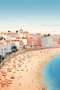 Spain beach town architecture. AI generated Image by rawpixel.