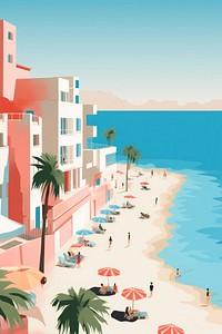 Spain beach architecture building. AI generated Image by rawpixel.