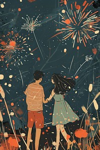 Firework party fireworks togetherness celebration. AI generated Image by rawpixel.