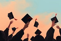 Graduation caps silhouette adult sky. AI generated Image by rawpixel.