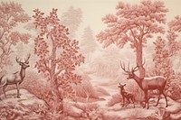 Deer in the forest landscape wallpaper drawing.