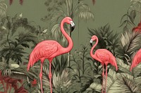 Flamingo in tropical forest outdoors animal nature.