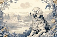 Toile with Golden retriever border drawing animal mammal.