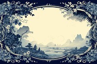 Toile with night sky border pattern porcelain graphics.
