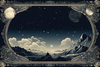 Toile with night sky border landscape mountain nature.