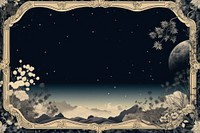 Toile with night sky border astronomy landscape nature.
