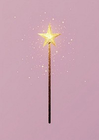 Wand with magic purple star illuminated.