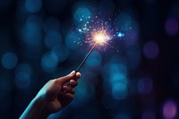 Magic wand fireworks glowing holding.