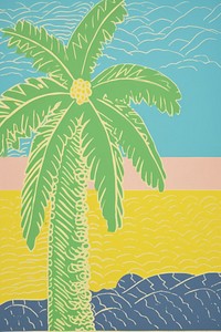 Summer palm tree painting outdoors plant.