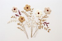 Beige flower bouquet embroidery plant white.