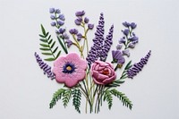 Purple flower bouquet embroidery needlework pattern.