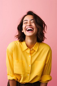 Laughing blouse yellow smile.