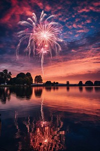 Fireworks outdoors nature lake. AI generated Image by rawpixel.