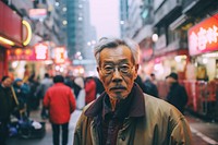 Hong konger man street portrait glasses. AI generated Image by rawpixel.