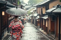 Japanese woman umbrella street adult.