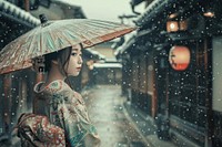 Japanese woman rain umbrella adult.