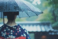 Japanese woman rain umbrella architecture.