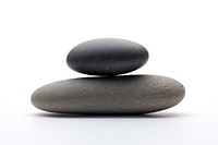 One Zen stone pebble rock white background.