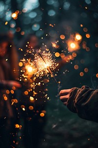 Fireworks holding motion illuminated. 