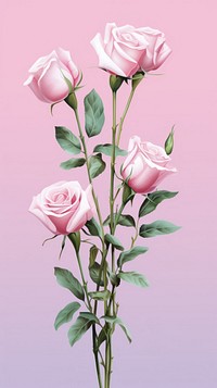  Pink roses flower plant inflorescence. AI generated Image by rawpixel.