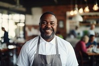 African American male chef restaurant smiling adult.
