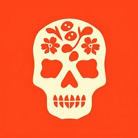 Skull with flowers icon creativity pattern ketchup.