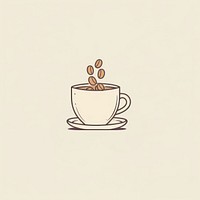 Coffee cup with coffee beans icon drawing saucer drink.