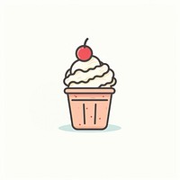 Ice cream sundae icon dessert cupcake food.