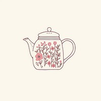 Tea pot with flowers icon drawing teapot pink.
