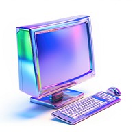 Computer iridescent white background electronics television.