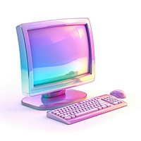 Computer iridescent white background electronics television.