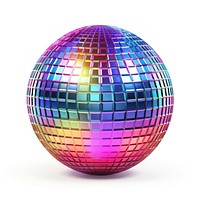 Disco ball iridescent sphere white background celebration.