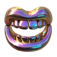 Smile icon iridescent jewelry metal teeth.