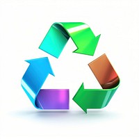 Recycle icon iridescent symbol white background recycling.