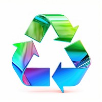 Recycle icon iridescent white background recycling circle.