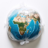 Plastic wrapping over a globe planet topography astronomy.