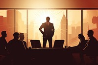 A leader presents his vision backlighting silhouette meeting. AI generated Image by rawpixel.
