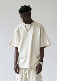 Over beige t-shirt sleeve adult white.