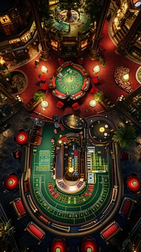 Aerial top down view of Casino casino gambling game.