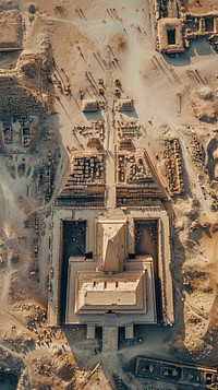 Aerial top down view of Egypt architecture landscape building.
