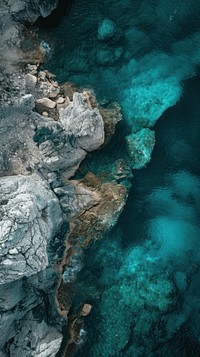 Aerial top down view of Lost caves outdoors nature ocean.
