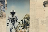 Astronaut border collage representation clothing.