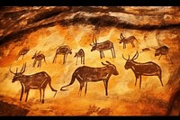 Cave art painting style of laptop wildlife animal mammal.