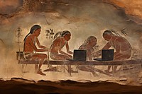 Cave painting of labtop ancient laptop adult.