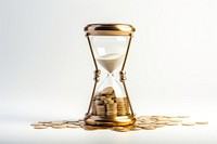 Coins and glass hourglass investment chandelier deadline. AI generated Image by rawpixel.
