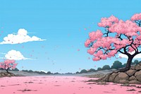 Illustration cherry blossom landscape outdoors nature flower.