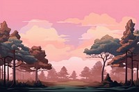 Illustration minimal forest landscape outdoors nature anime.