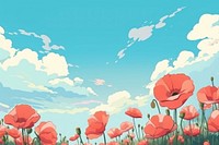 Illustration poppy flowers landscape backgrounds outdoors nature.